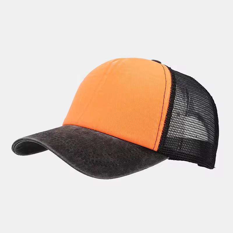 Vintage nokamüts pehme esiosaga, oranz-must trucker müts – BeeCap
