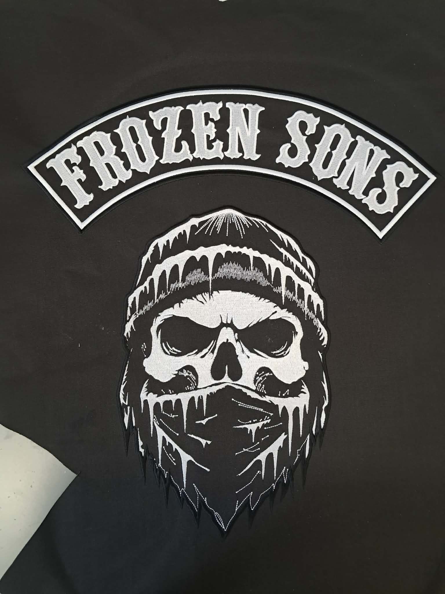 Embroidered motorcycle club logo